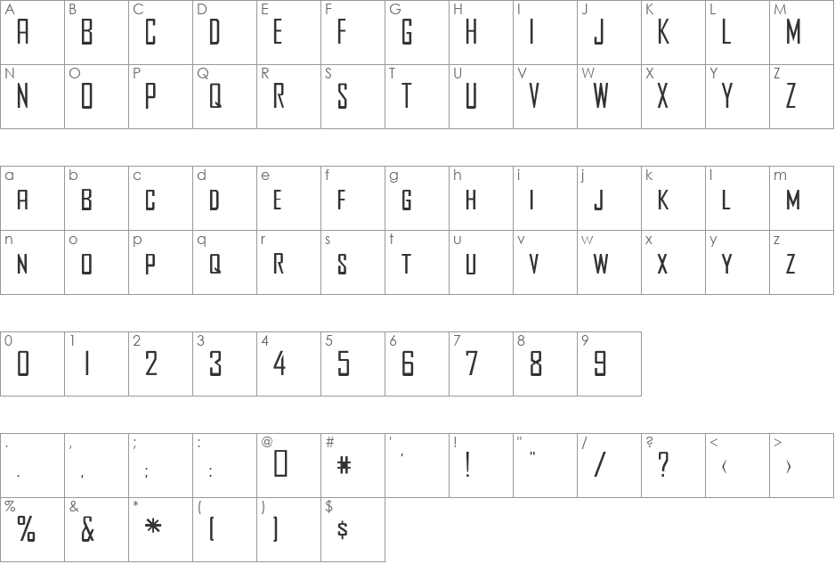 Seldom font character map preview