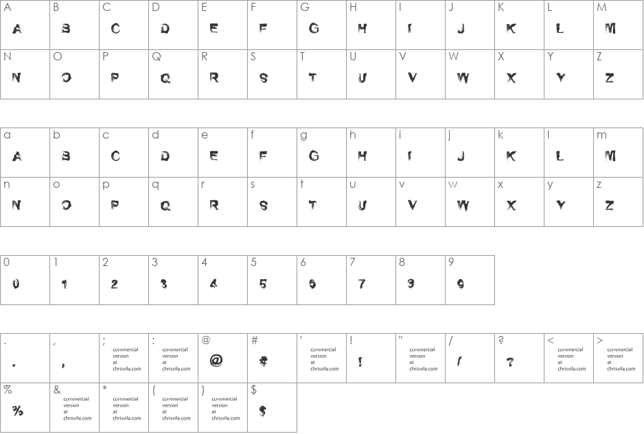 Self Righteousness font character map preview