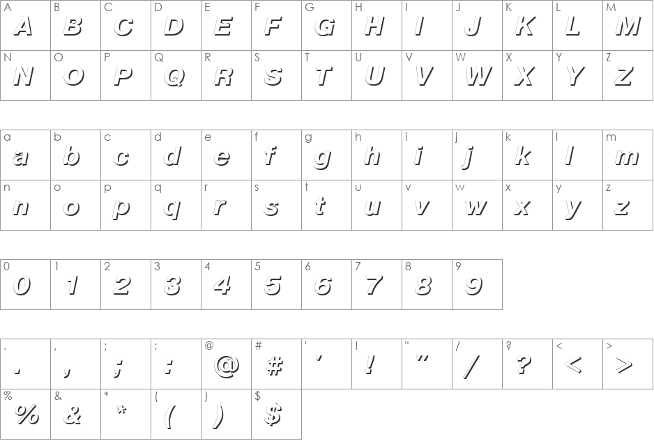 SENKA font character map preview