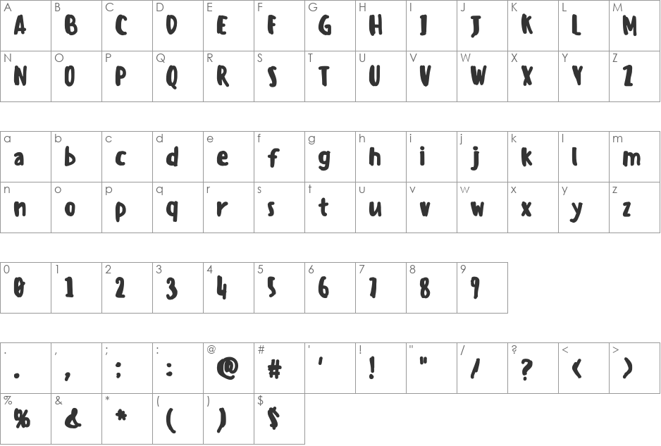 Sensei font character map preview