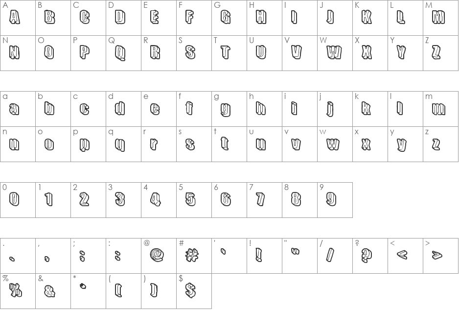 Sensory Cortex font character map preview