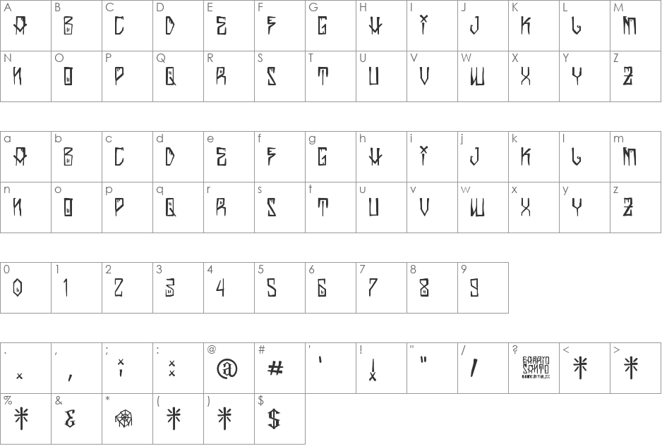 Barrio Santo font character map preview