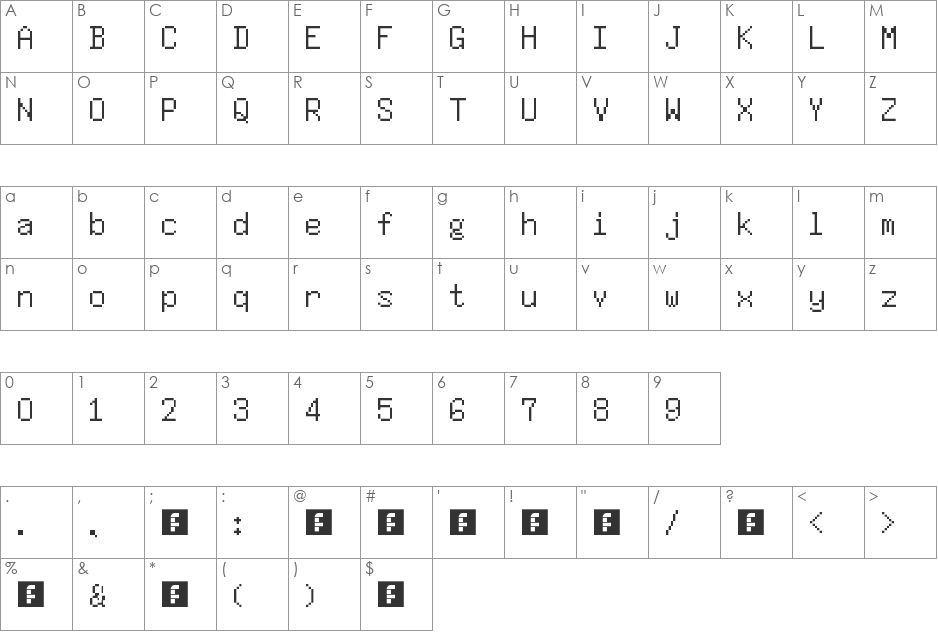 Sentry font character map preview