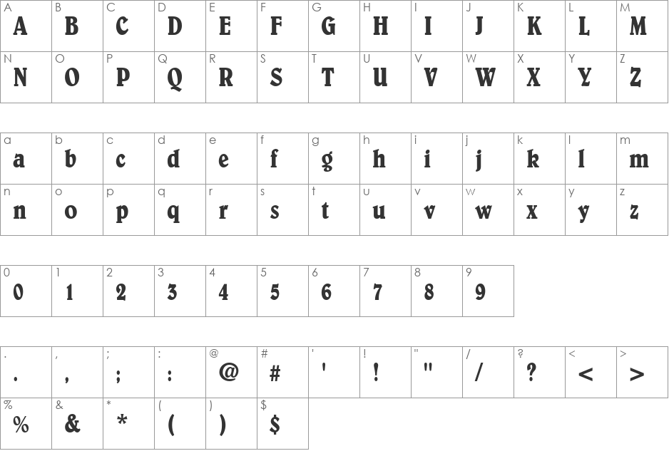 Barrister Condensed SSi font character map preview