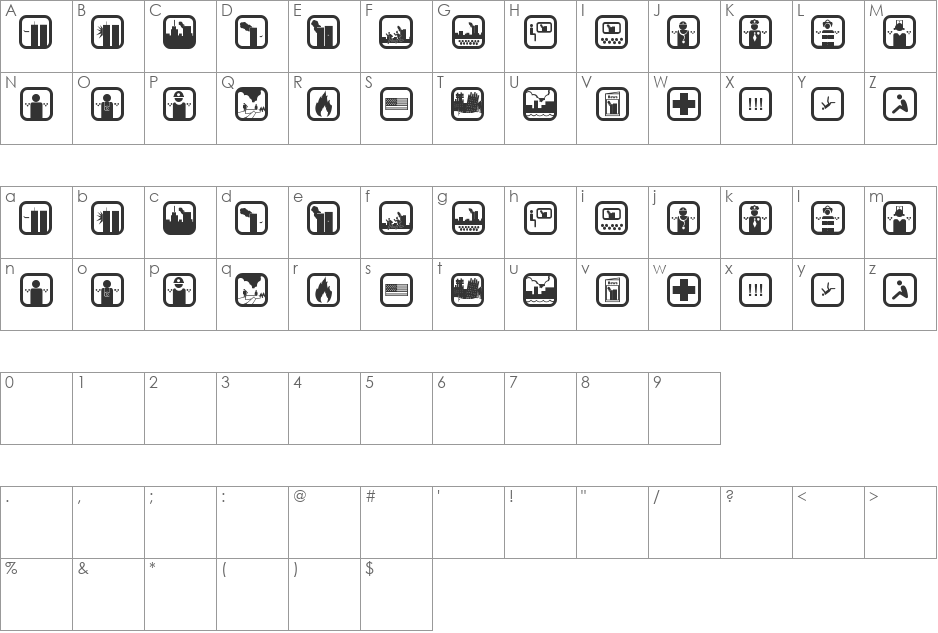 SEPTEMBER 11 ICON font character map preview