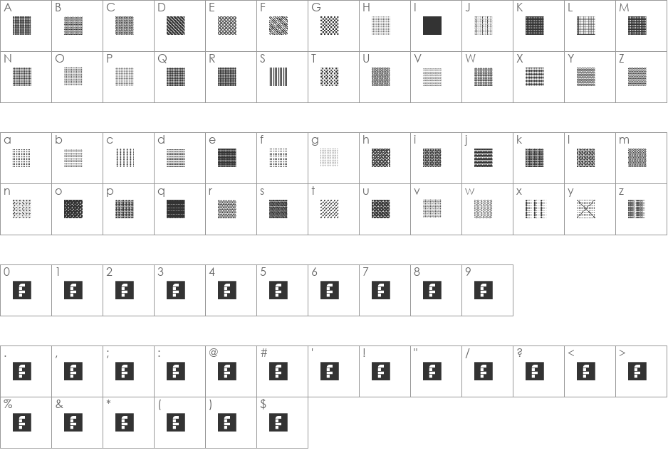 Serangkaian Pattern font character map preview