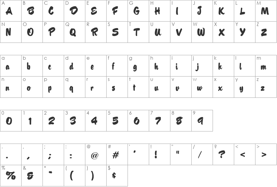 Barsoi font character map preview