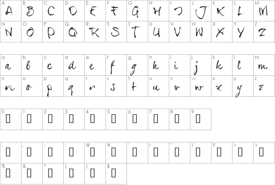 serialSue_TRIAL font character map preview