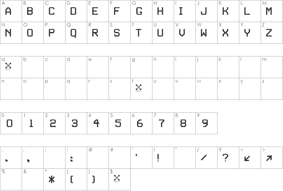 SERIESC font character map preview