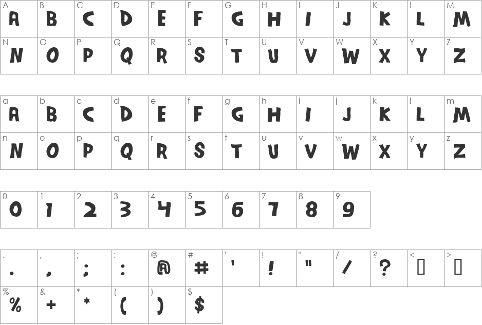 SeriesOrbit font character map preview