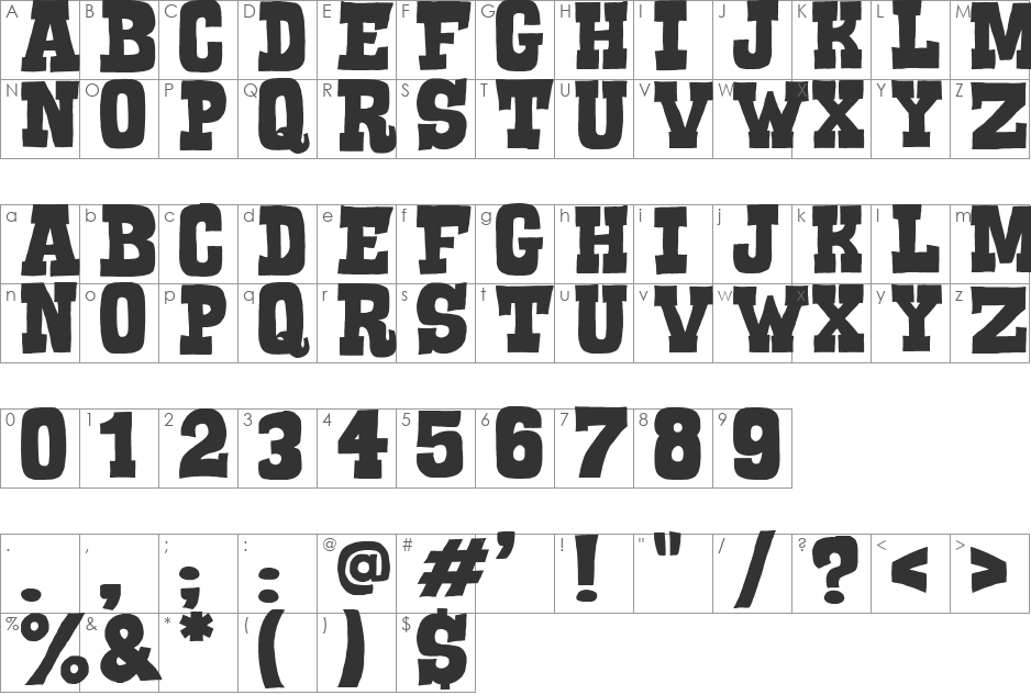 Serif of Nottingham font character map preview