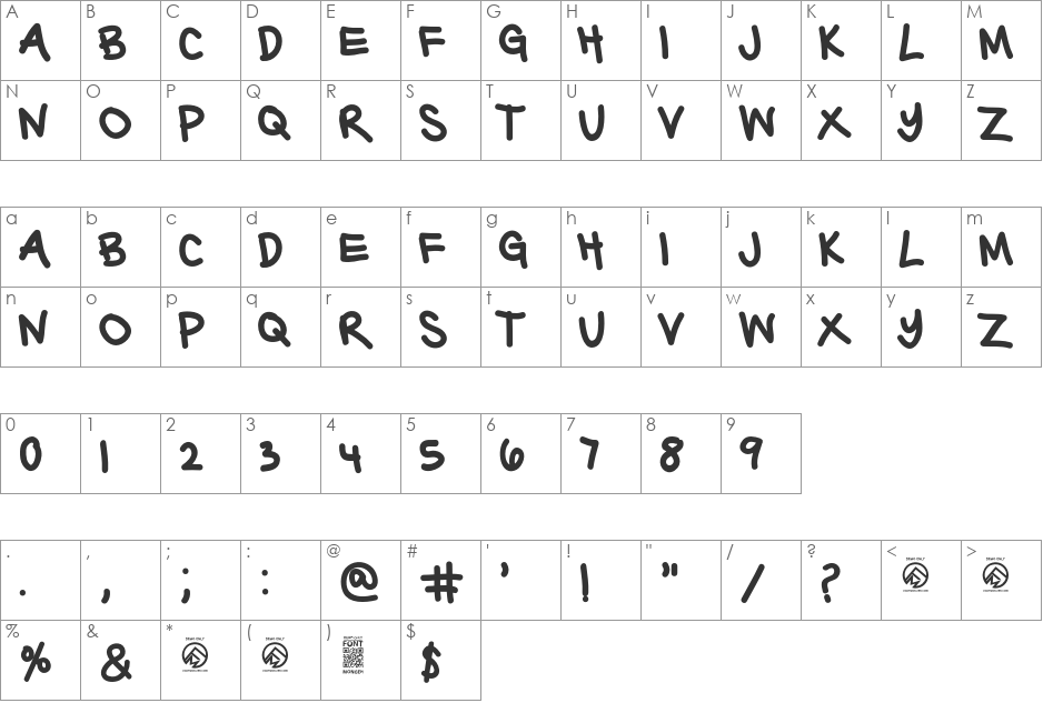 Barter with a Gypsy Thin font character map preview