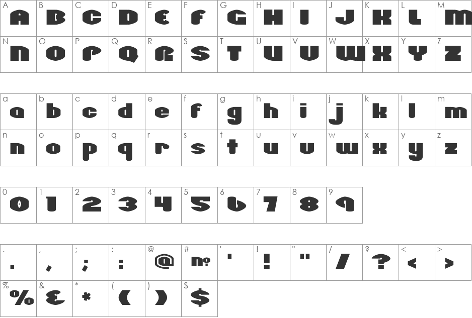 Bartholomeow font character map preview