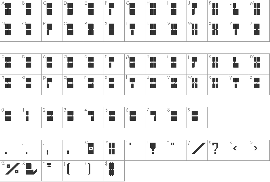 Serious serif font character map preview