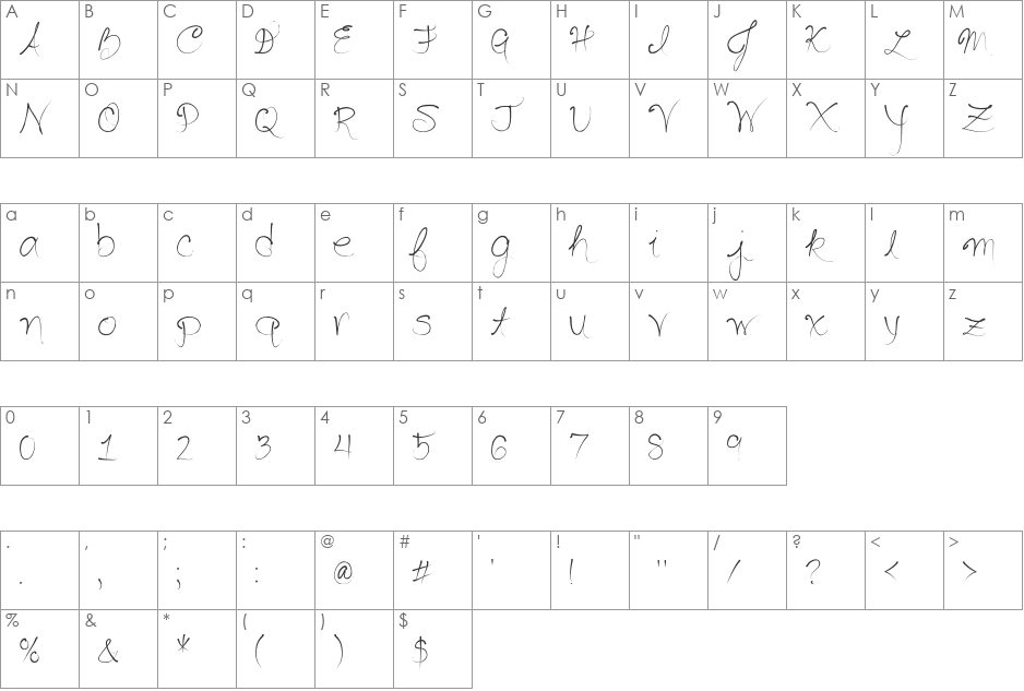 Seriously Delirious font character map preview
