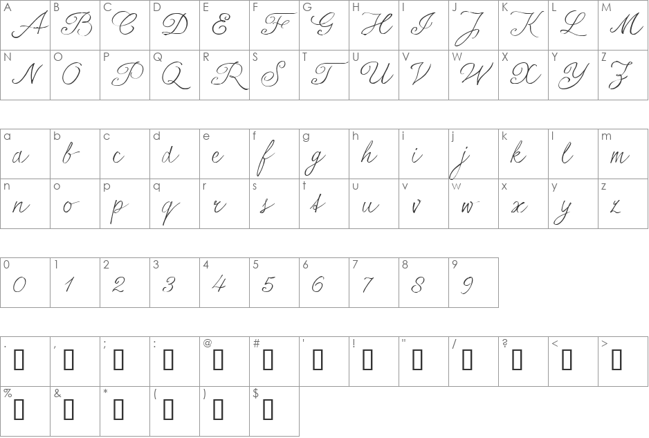 seriousSally_Trial font character map preview