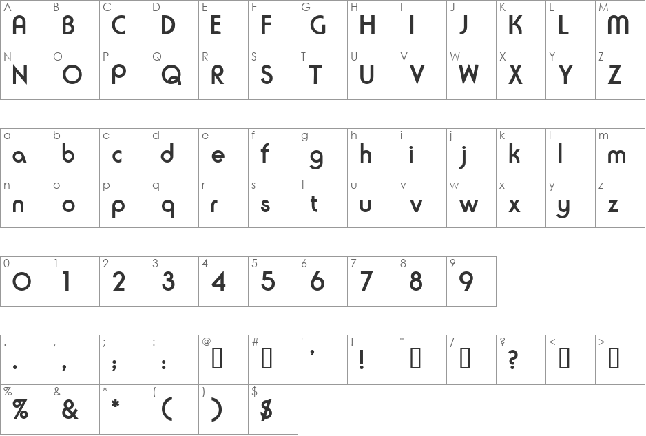 SeriusSSK font character map preview