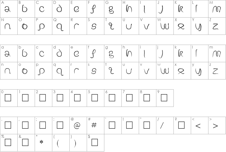 Serpent font character map preview