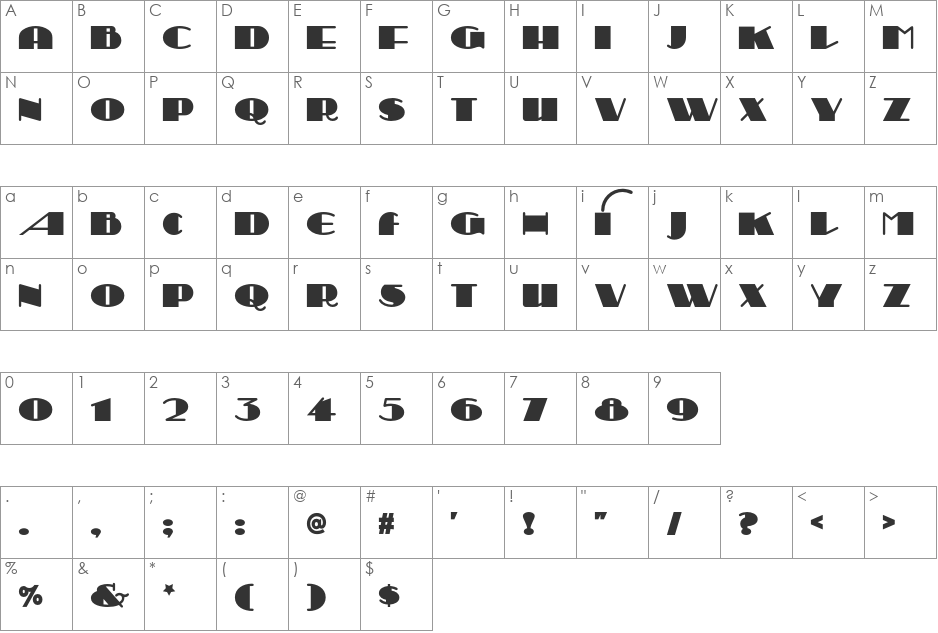 Sesquipedalian NF font character map preview