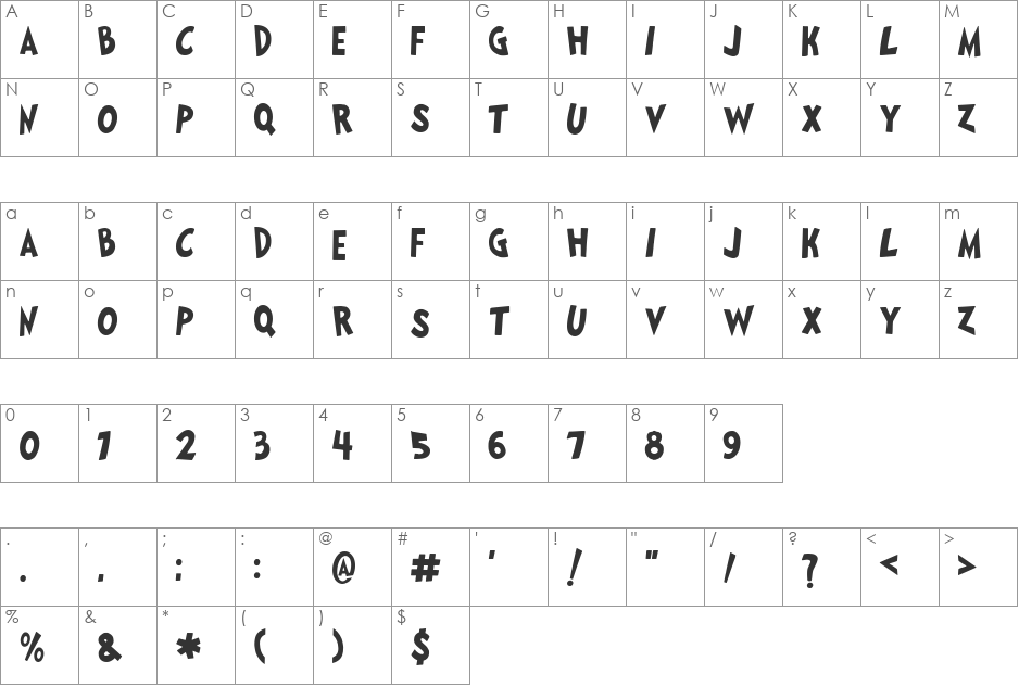 Seuss font character map preview