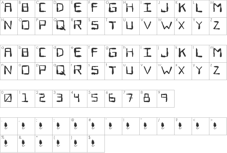 Sewer Rat font character map preview