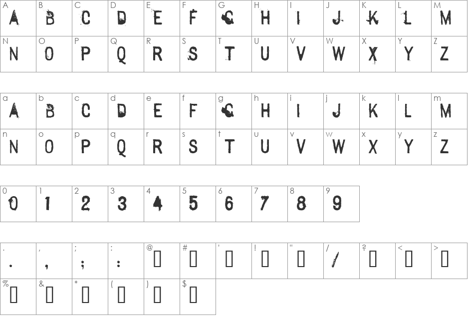 SextonSans font character map preview