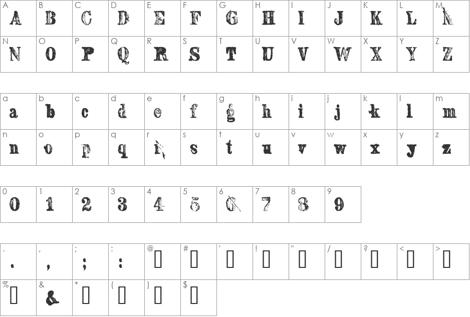 SextonSerif font character map preview
