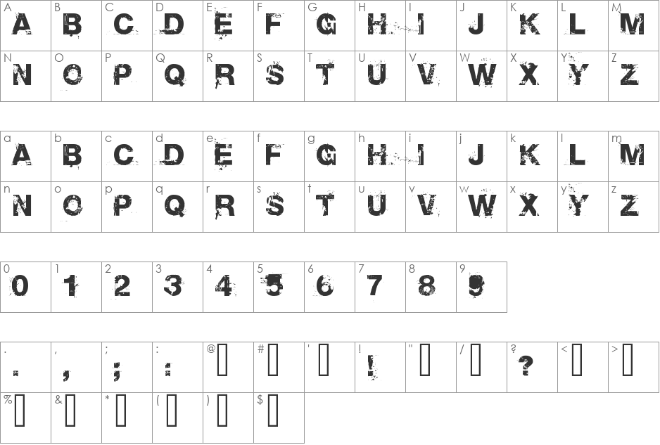 Base 02 font character map preview