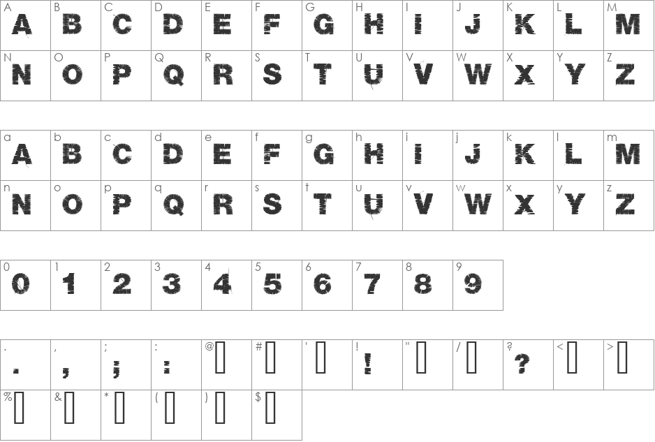 Base 05 font character map preview