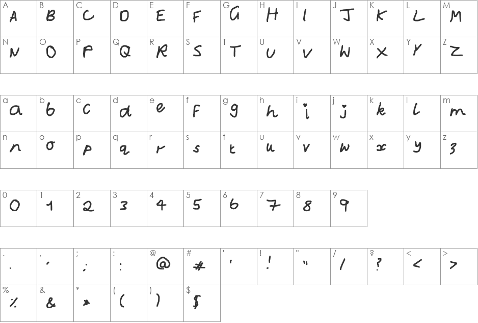 Sezza 2 font character map preview