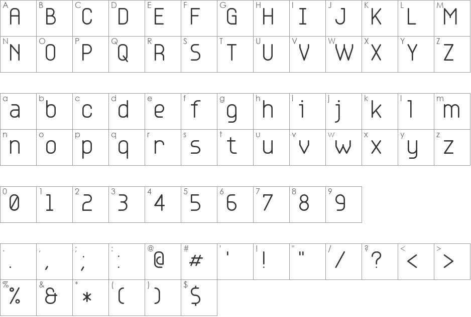 Base 4 font character map preview