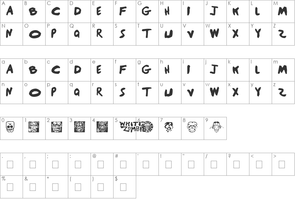 AdLib font character map preview