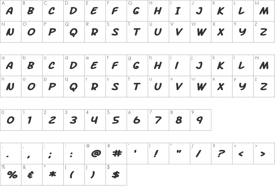 SF Arch Rival Extended font character map preview