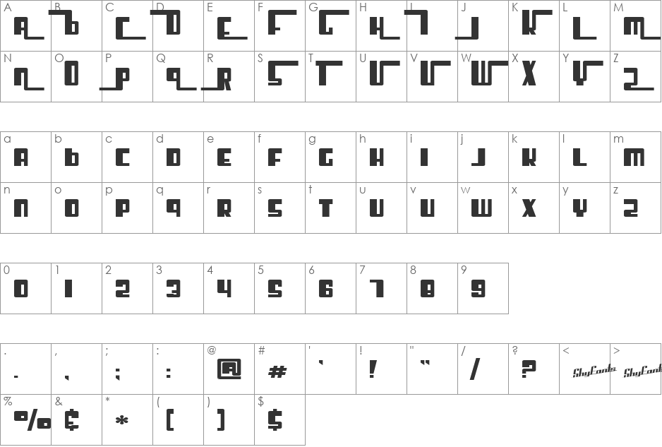 SF Cosmic Age Upright font character map preview
