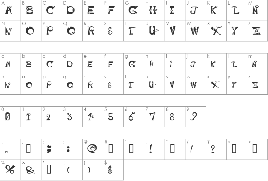 BASEHEAD font character map preview