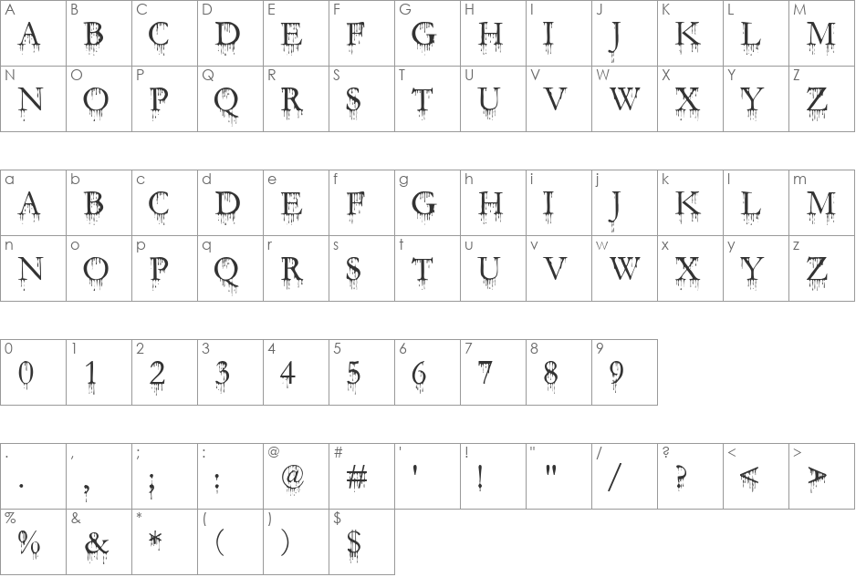 SF Gushing Meadow SC font character map preview