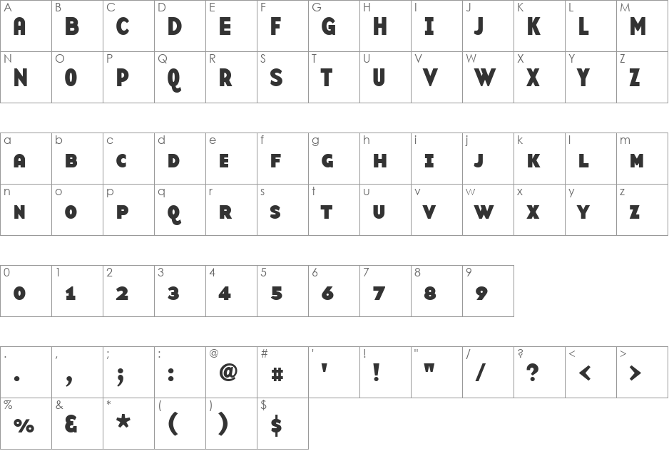 BaseTwSansSmallCaps font character map preview
