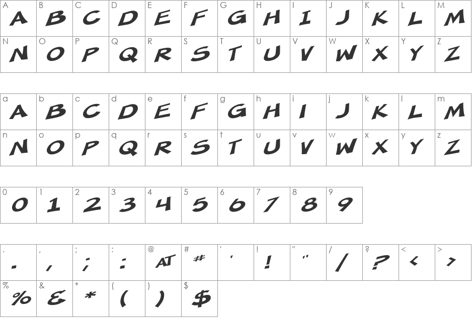 SF Minced Meat Extended font character map preview