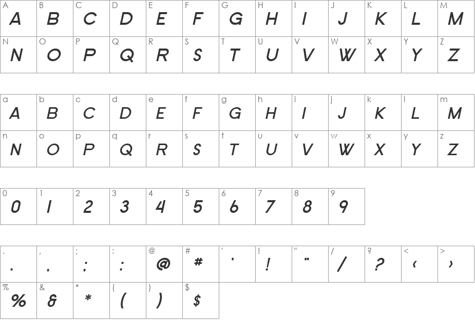SF New Republic SC font character map preview