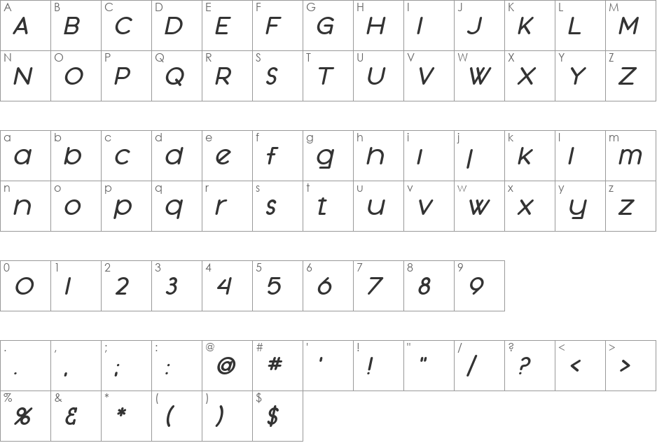 SF Orson Casual Heavy font character map preview