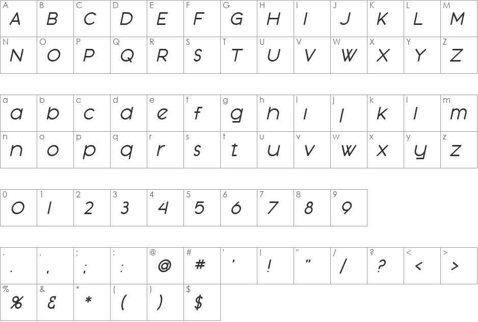 SF Orson Casual Medium font character map preview