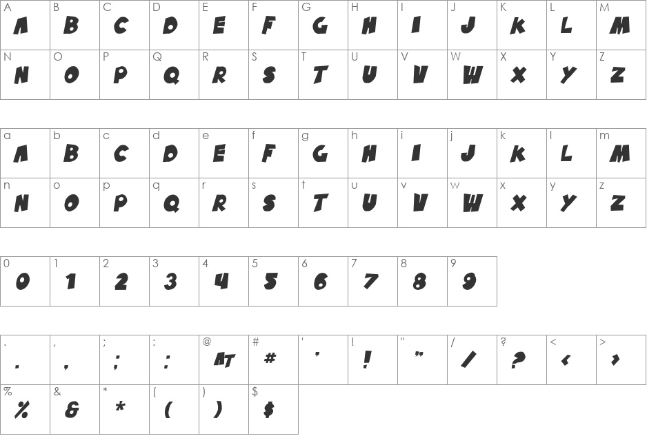 SF Pale Bottom font character map preview