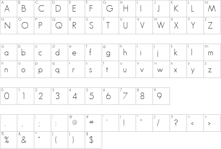 basic font character map preview