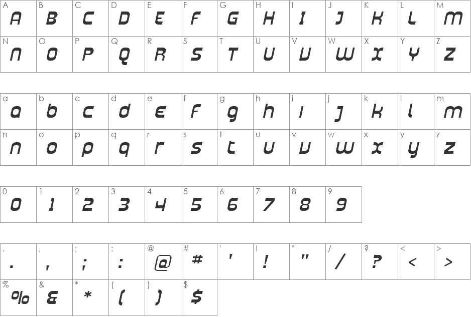 SF Plasmatica Ext font character map preview