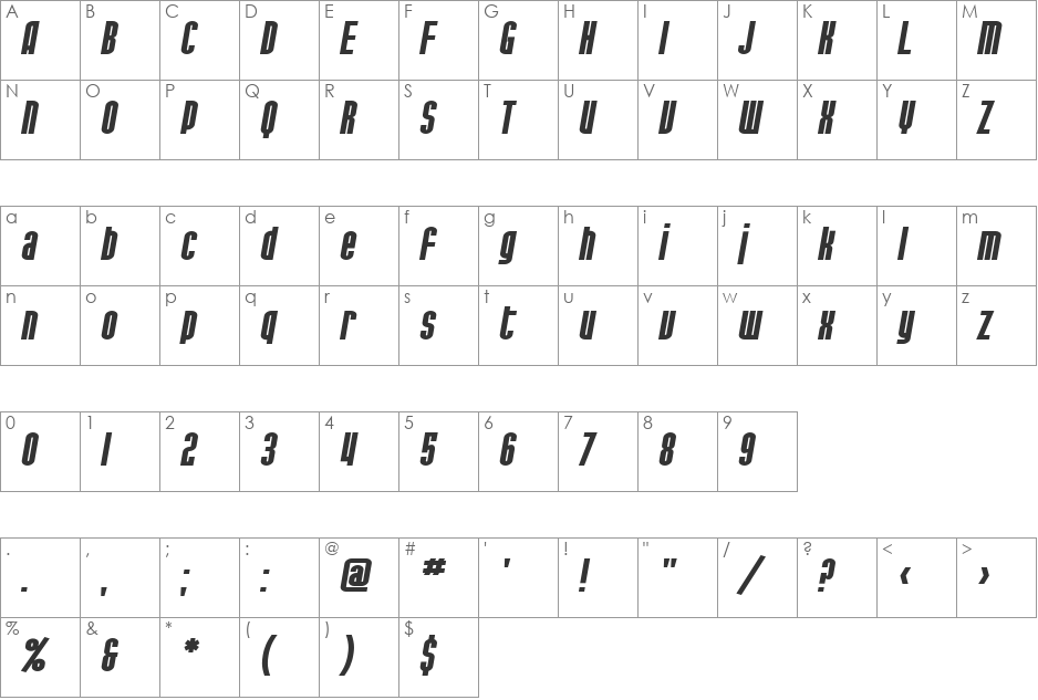 SF Port McKenzie Extended font character map preview