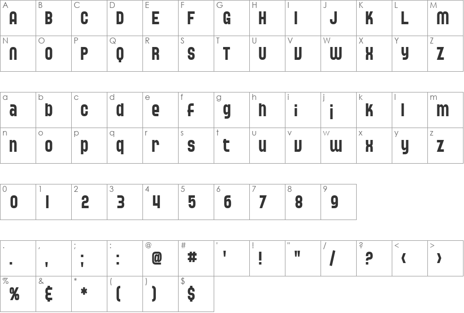 SF Speedwaystar Cond font character map preview