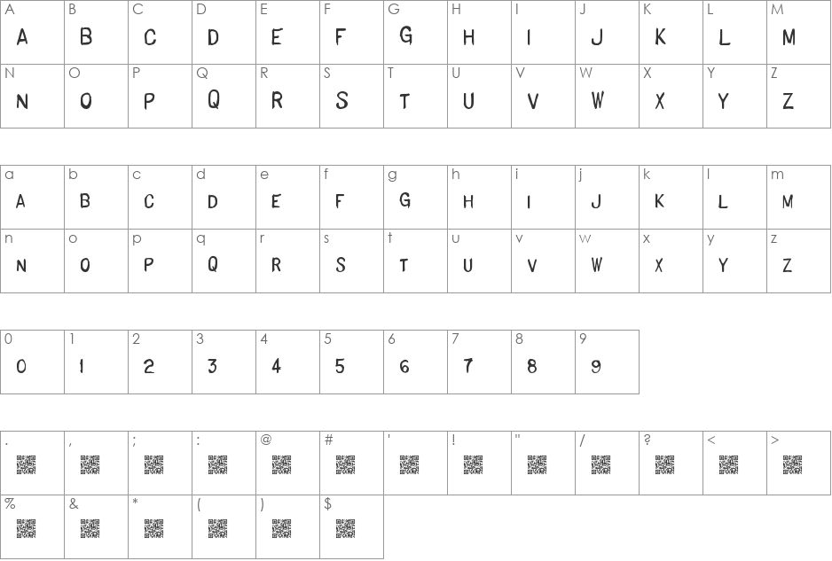 BasicHand font character map preview
