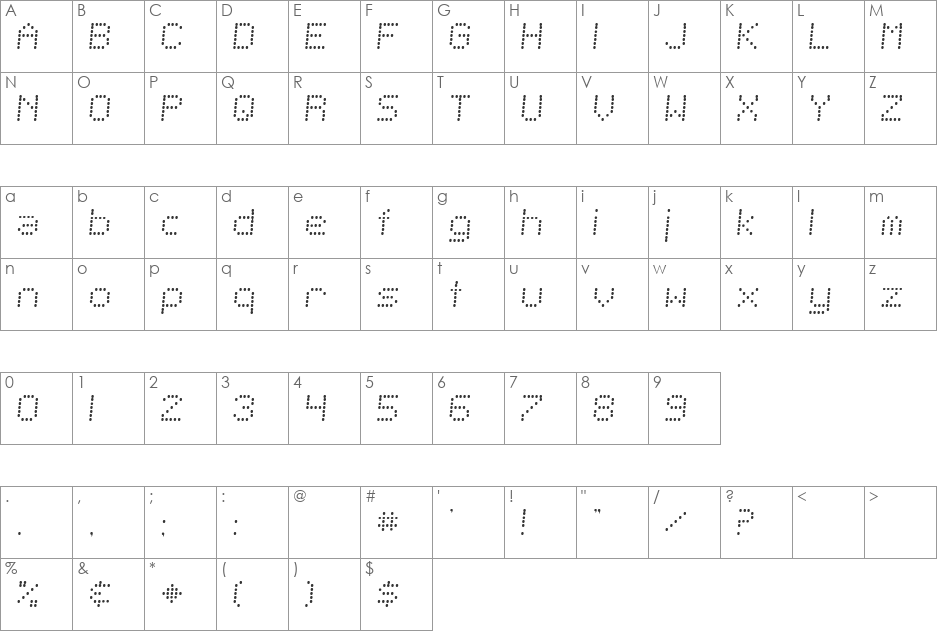 SF Telegraphic Light font character map preview