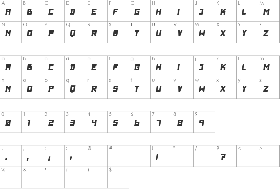 SF WADIM GIANT font character map preview