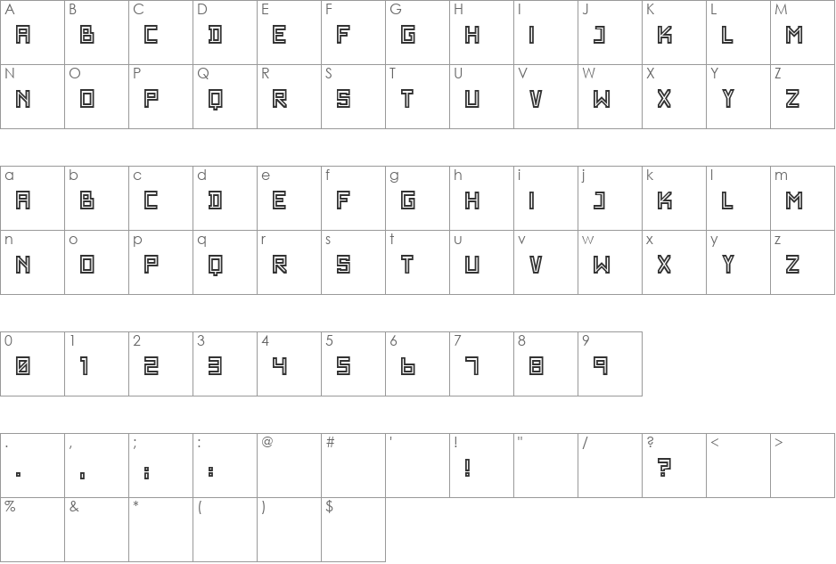 SF WADIM GIANT font character map preview